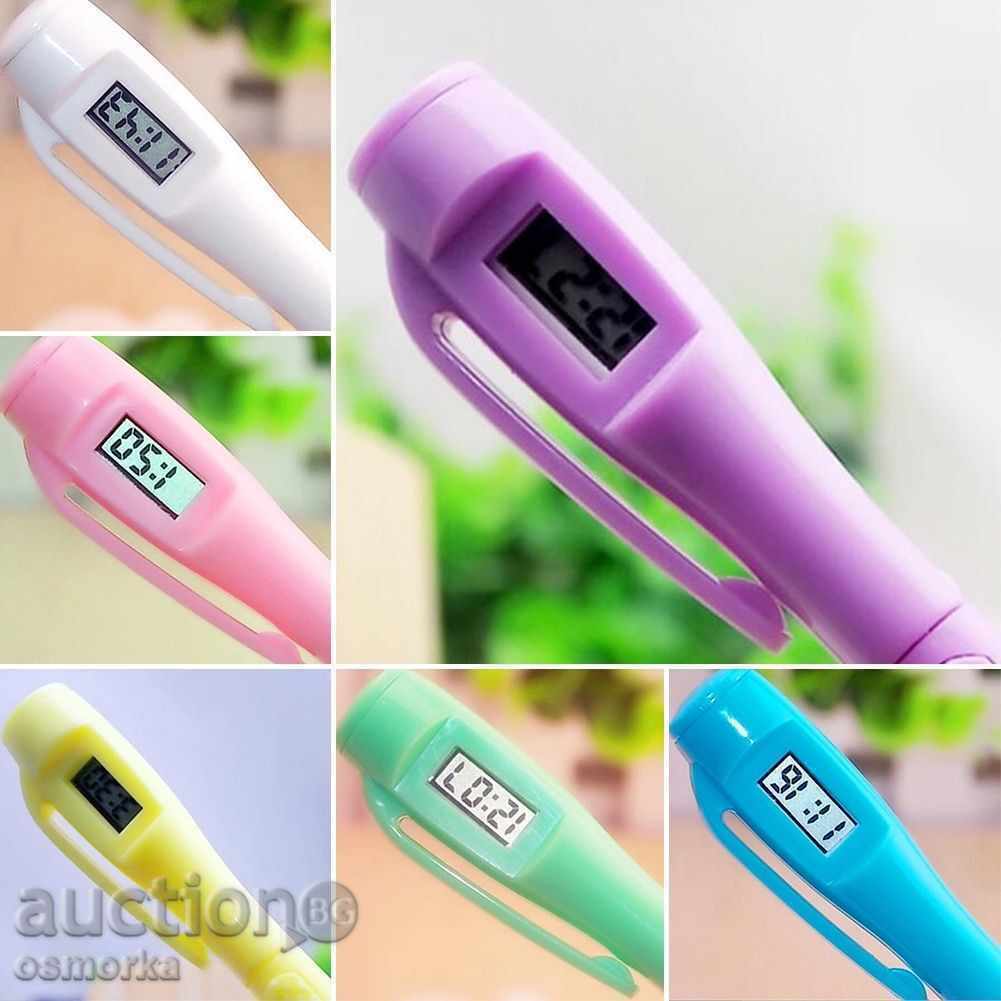 Pen with electronic clock - green pen date student - 6 Pen with electronic clock - green pen date student - 6