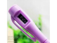 Pen with electronic clock - purple pen date student