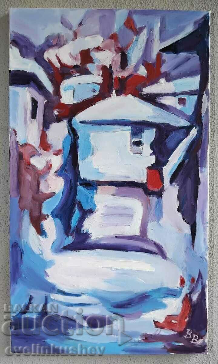 Ελαιογραφία "High village" 40x70 / 58x78 cm.