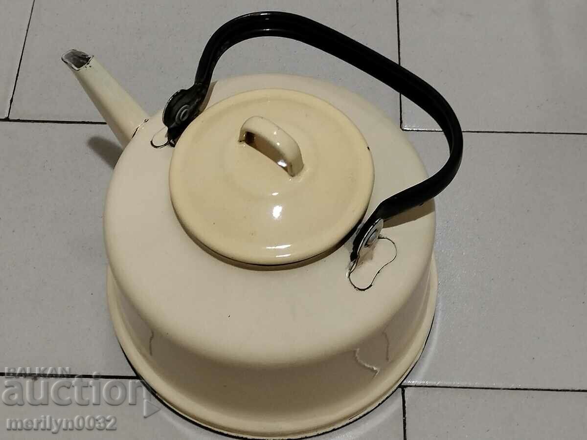 Enameled teapot from the Sotsa, a vessel with enamel, USSR - 5