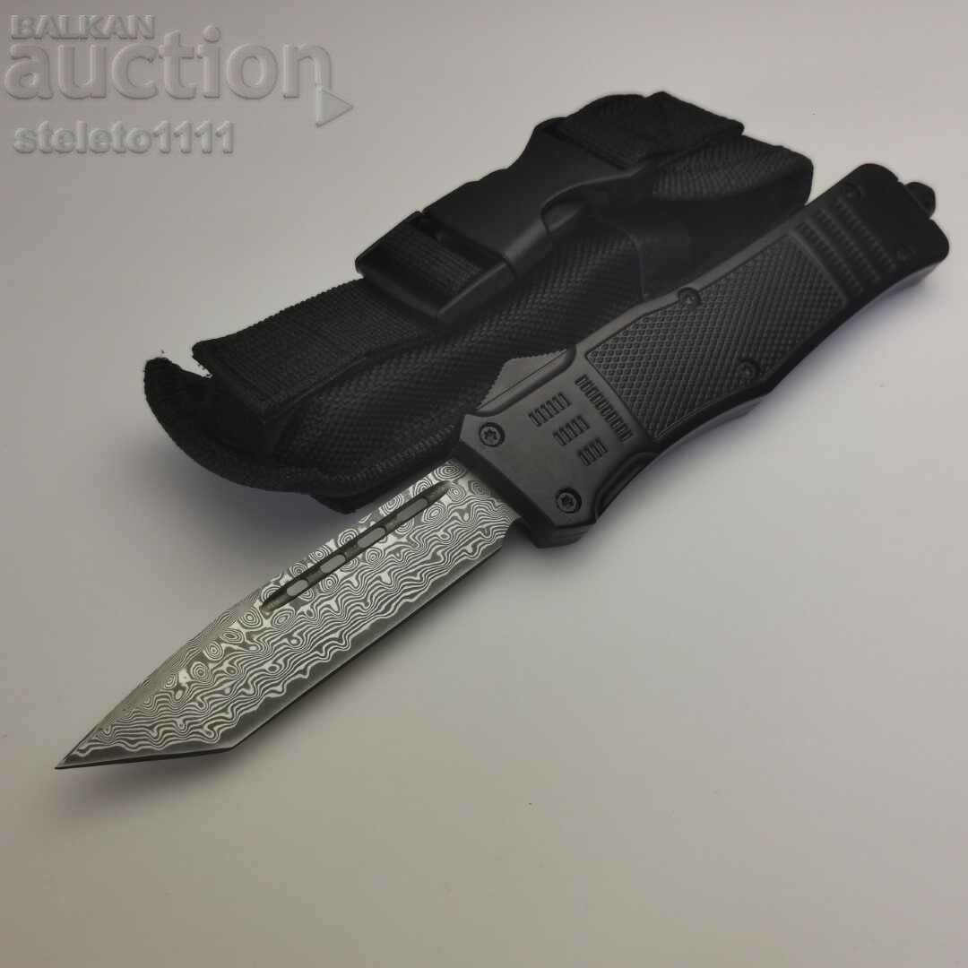 Automatic knife, pocket knife, folding knife, Damascus steel