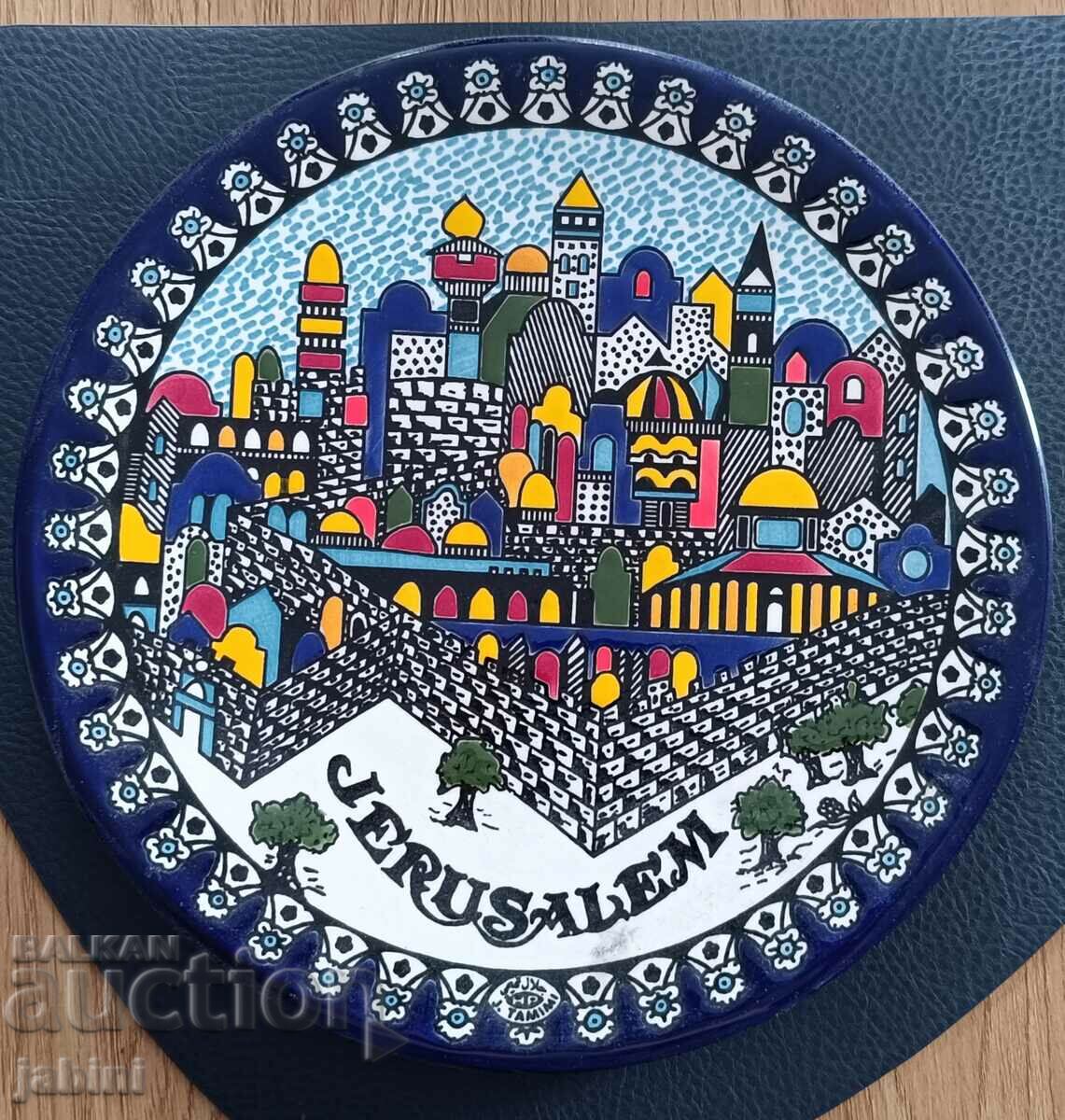 Ceramic souvenir plate from Jerusalem