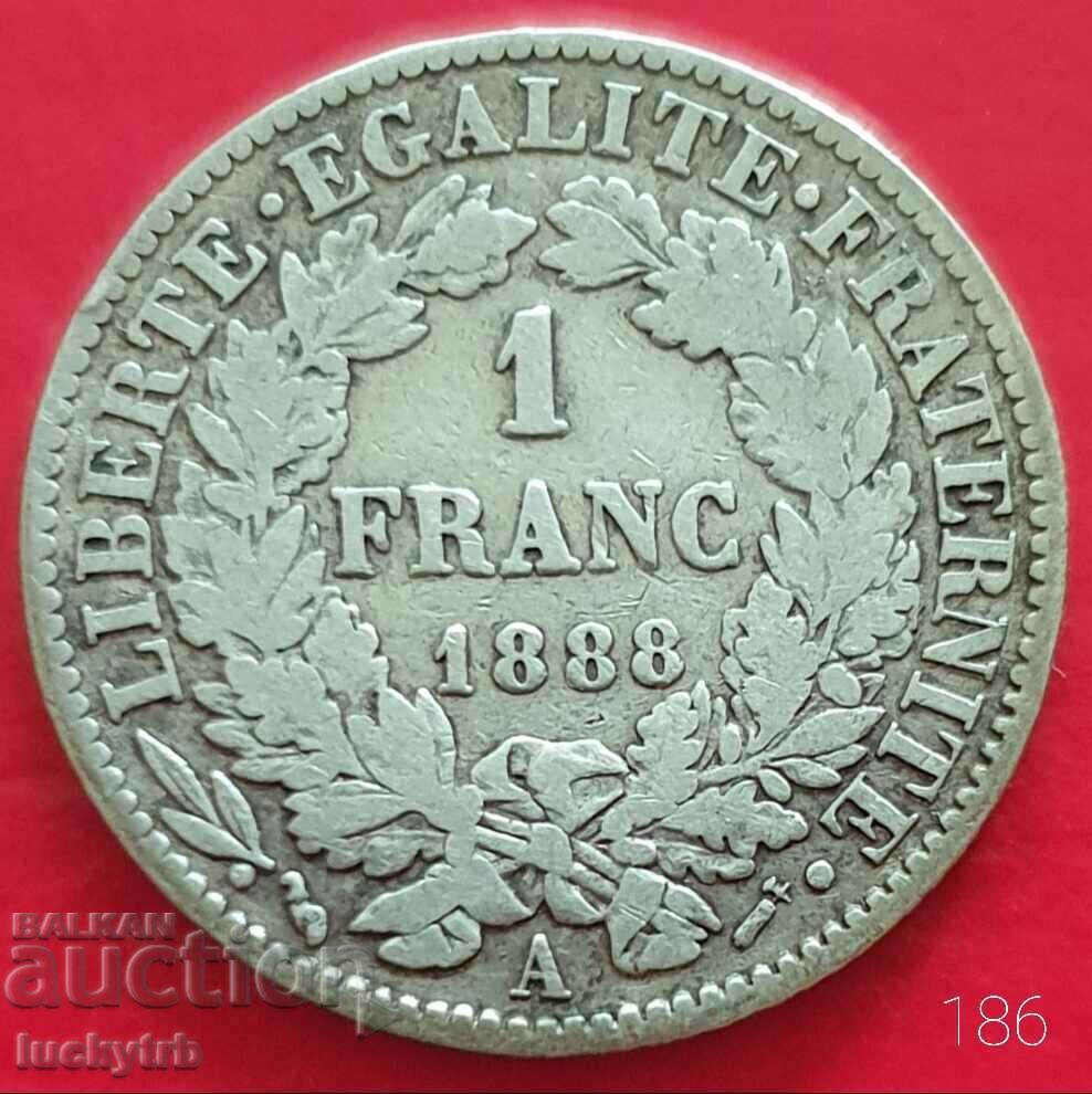 1 Franc 1888 - Franța - Argint