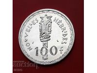 French New Hebrides-100 francs 1966-silver and rare