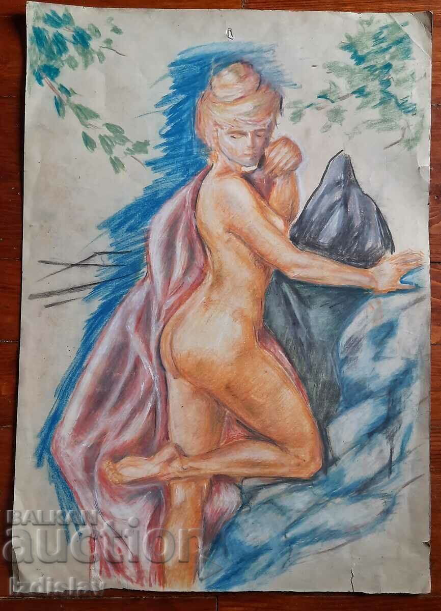 Delivery of Old painting pastel on paper