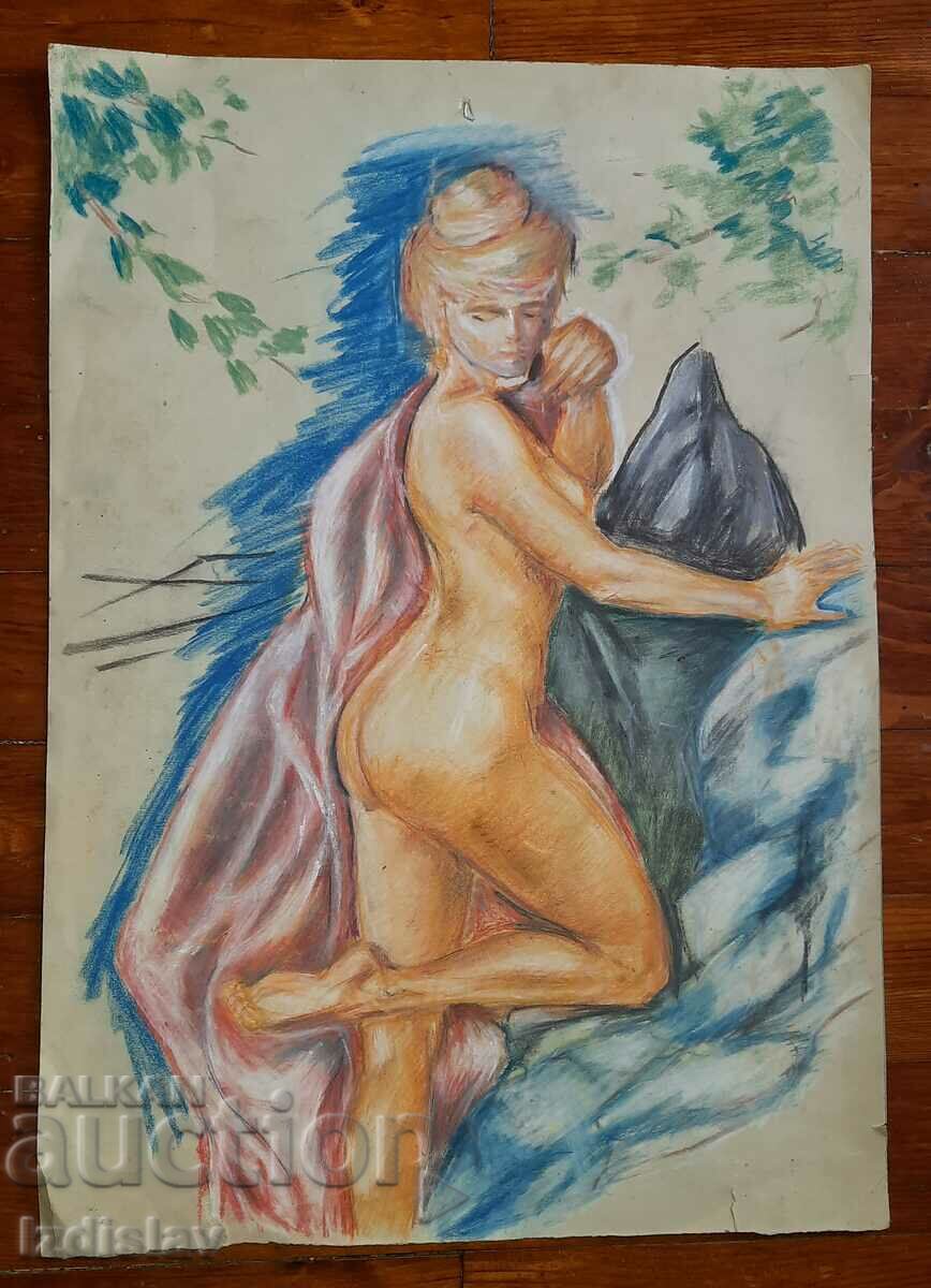 Old painting pastel on paper