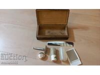 Military toilet box with utensils retro