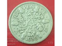 6 pence 1935 - Marea Britanie - Argint