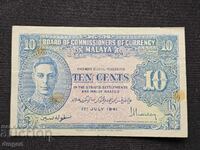 10 cenți Malaya 1941