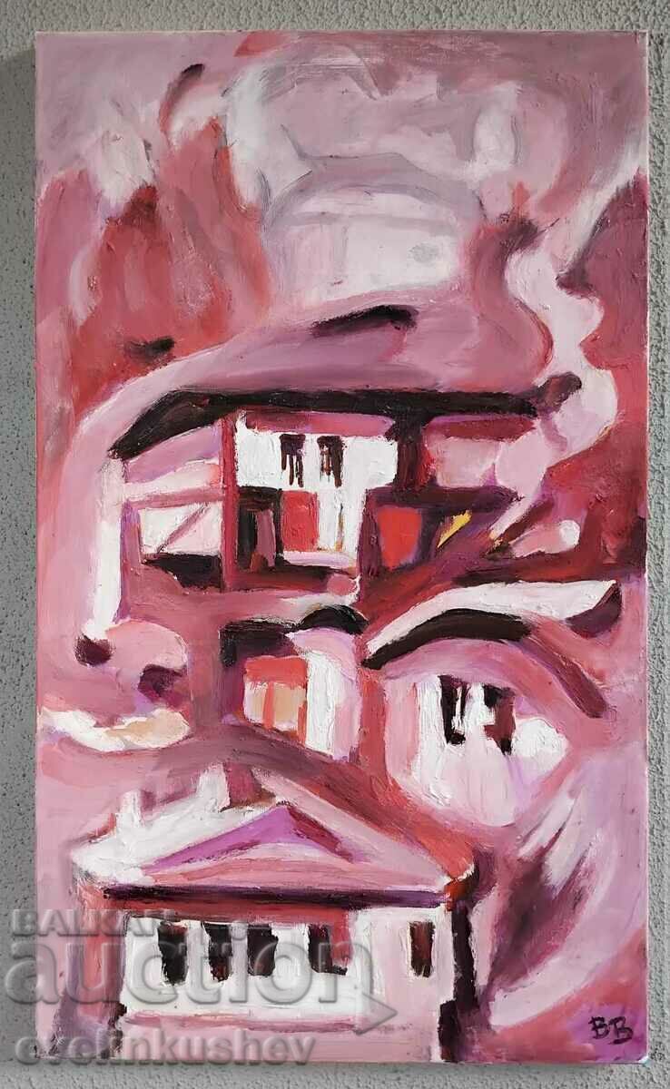 Auction Oil painting "Roof on roof" 40x70 / 58x78 cm. Auction Oil painting "Roof on roof" 40x70 / 58x78 cm.