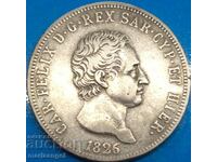 5 lire 1826 Sardinia Italy Carlo Felice 24.99g silver