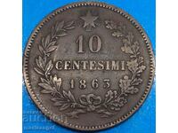 10 Centesimi 1863 Ιταλία 30mm Victor Emmanuel