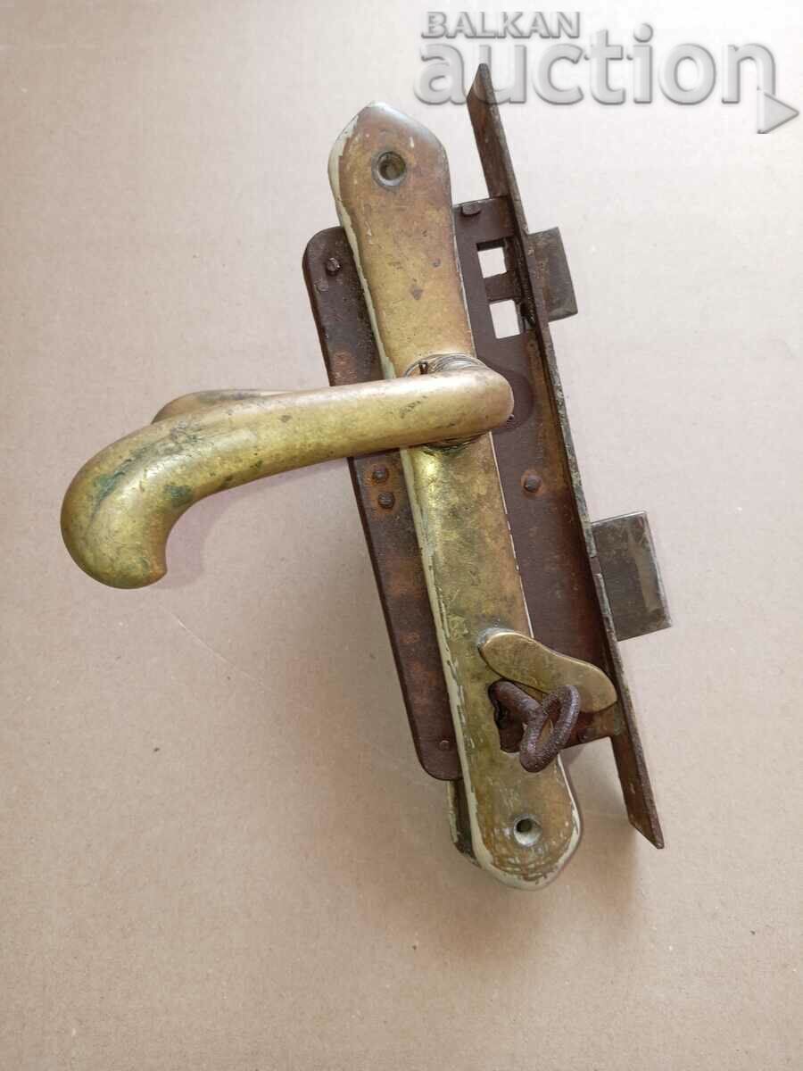 αντίκα πόλης μπρούτζινη κλειδαριά με κλειδί - 5 αντίκα πόλης μπρούτζινη κλειδαριά με κλειδί - 5