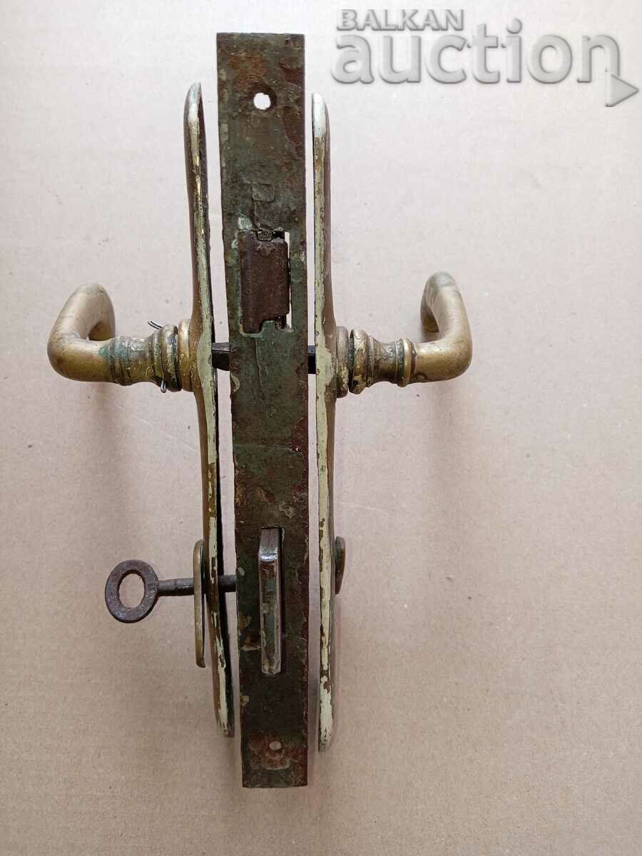 αντίκα πόλης μπρούτζινη κλειδαριά με κλειδί - 7 αντίκα πόλης μπρούτζινη κλειδαριά με κλειδί - 7