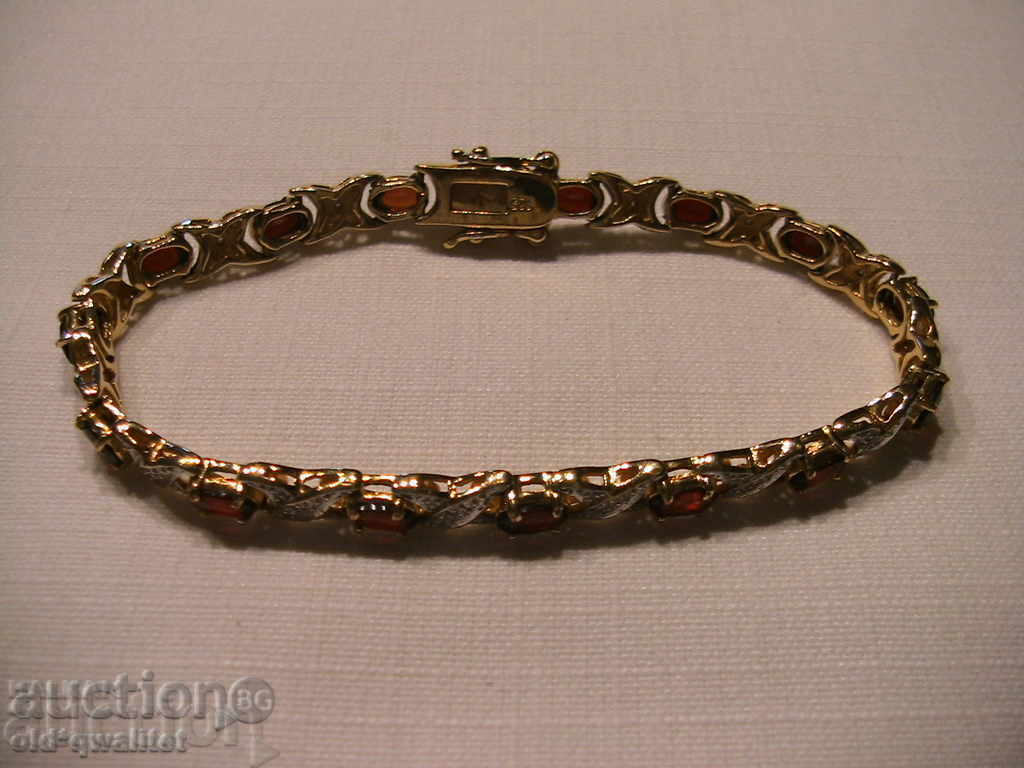 BRATARA ATRACTIVA, est. Granat, diamant, placat cu argint - 6