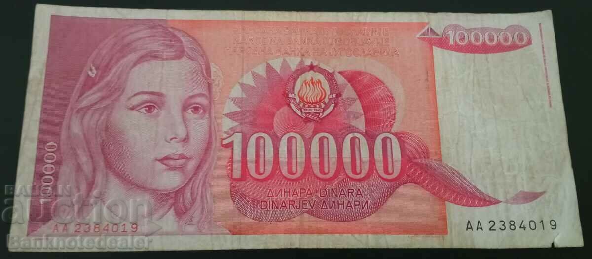 Yugoslavia 100000 Dinara 1989 Pick 97 Ref4019