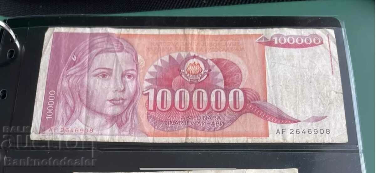 Yugoslavia 100000 Dinara 1989 Pick 97 Ref 6908