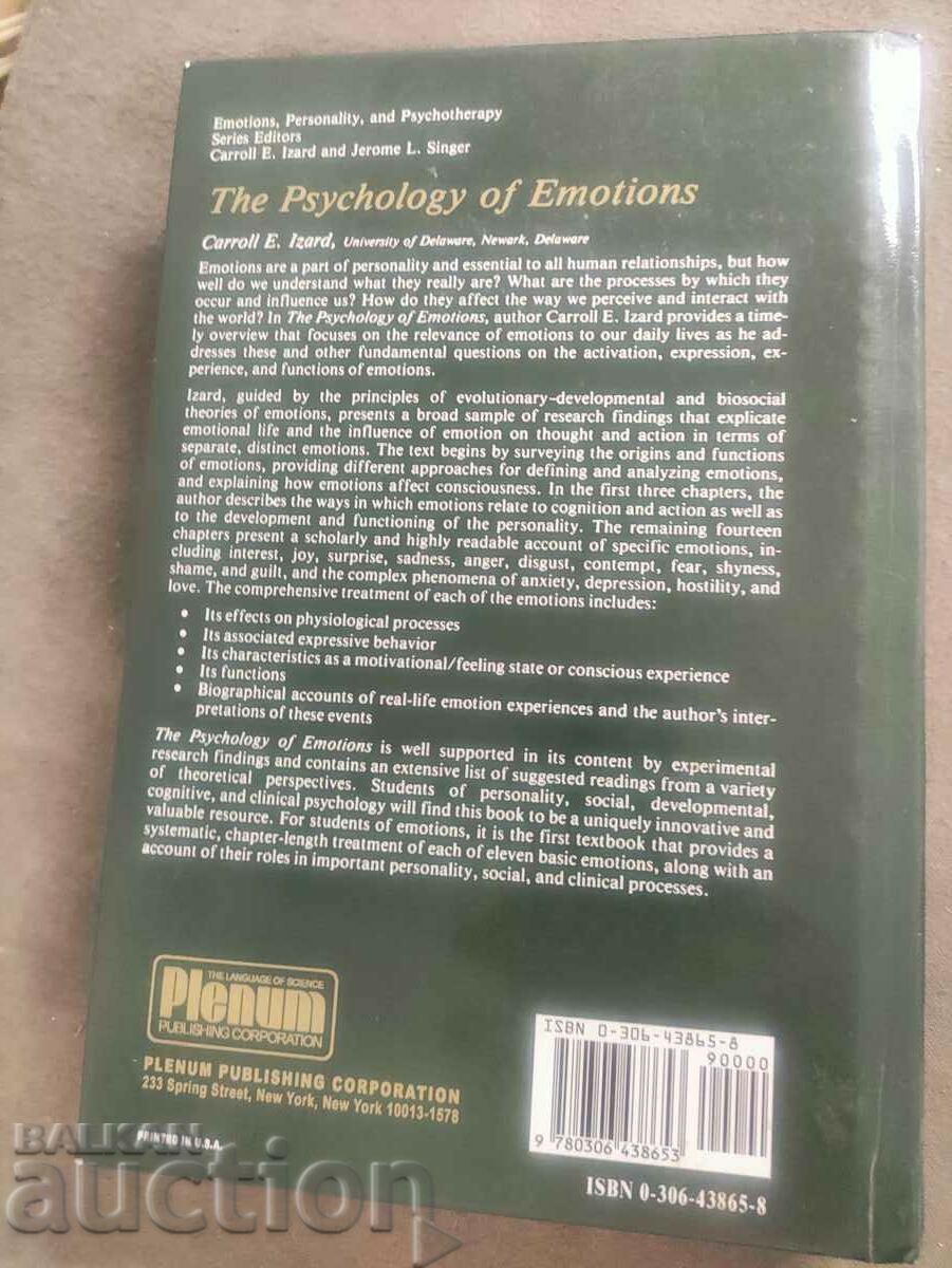 Auction "The Psychology of Emotions" Carroll E. Izard Auction "The Psychology of Emotions" Carroll E. Izard