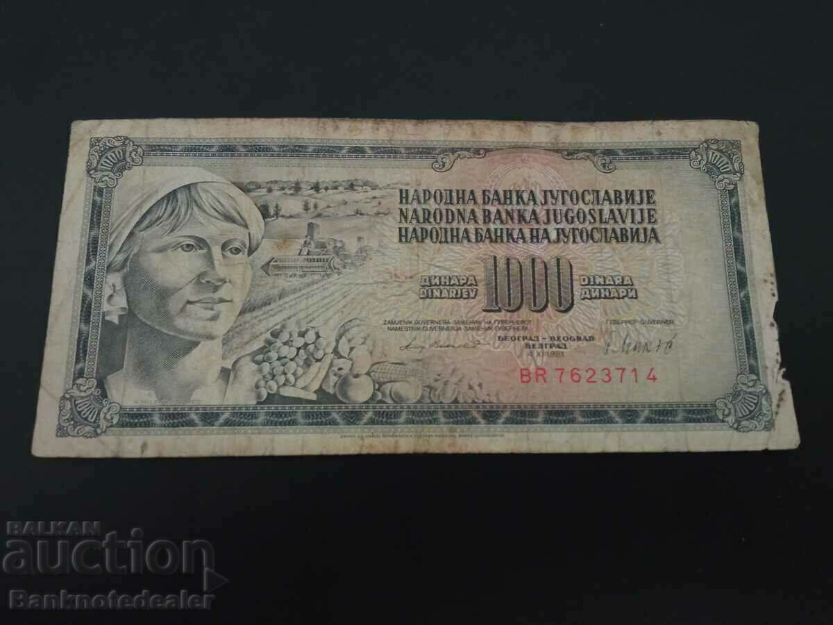 Yugoslavia 1000 Dinara 1981 Pick 92b  Ref 3714