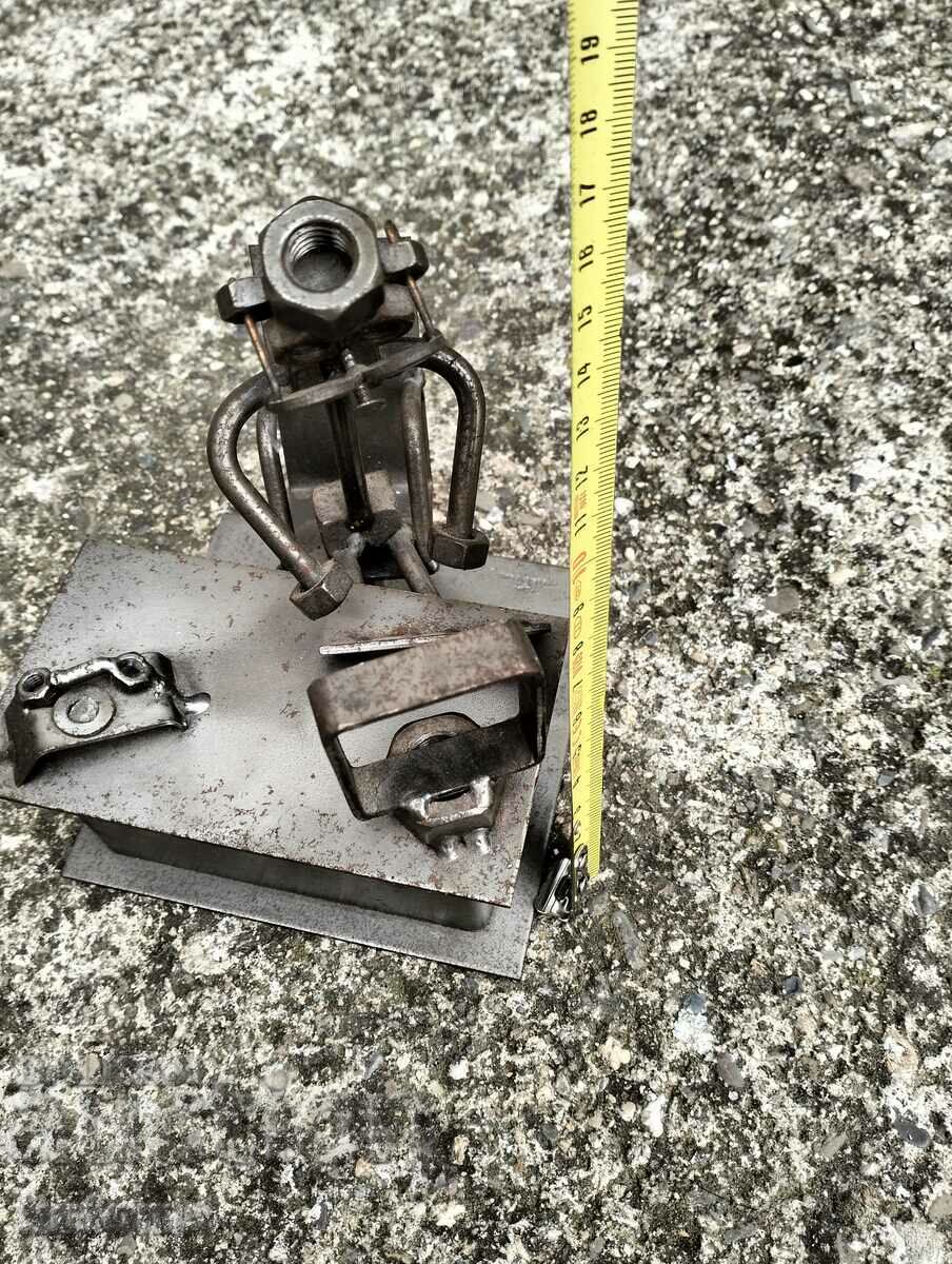 Auction Iron sculpture of bolts and nuts signed Auction Iron sculpture of bolts and nuts signed