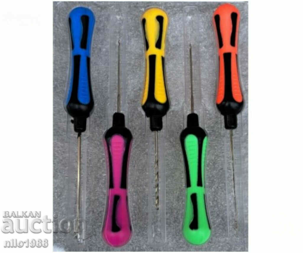 Fishing needle and drill bit with colored handles