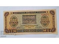 Old Banknote 1000 Kuni 1943 Croatia / BZC!