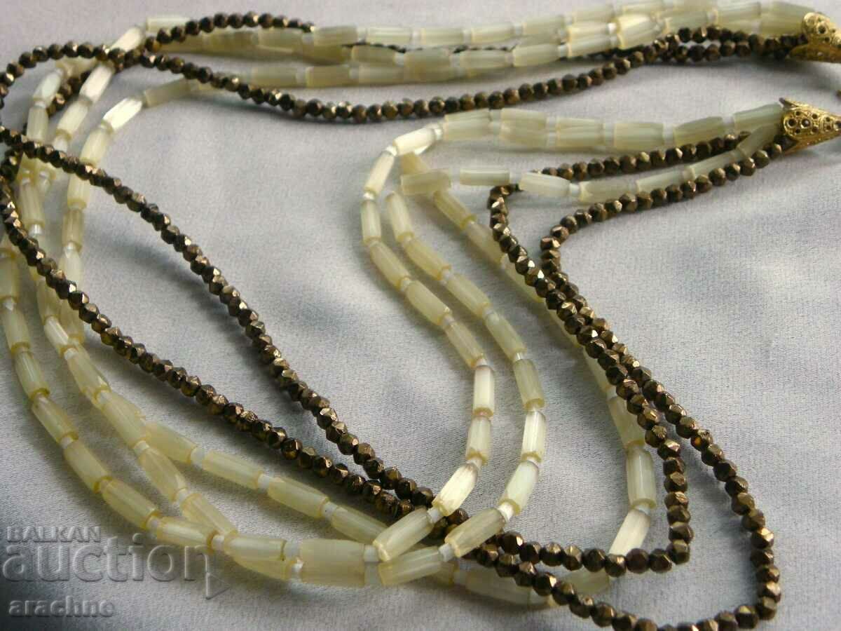 Fenton art glass satin glass and gold pyrite necklace with price 160.00 BGN | € 81.81