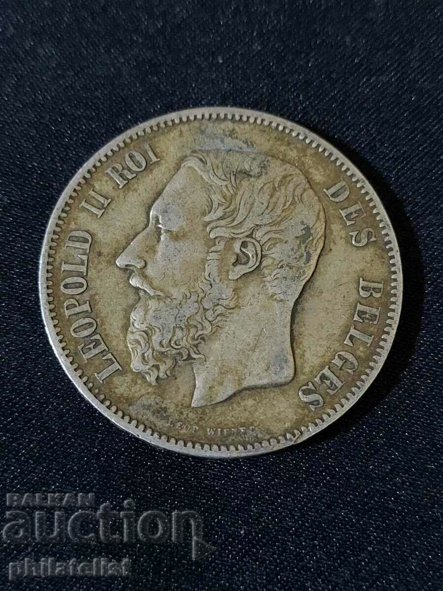 Belgia 1869 - 5 Franci - Moneda de argint #5