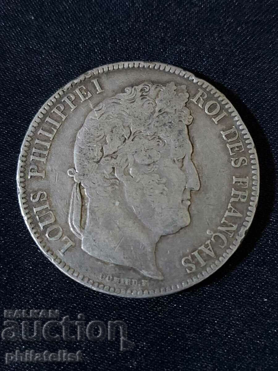 Franța 1843 B - 5 Franci - Monedă de argint