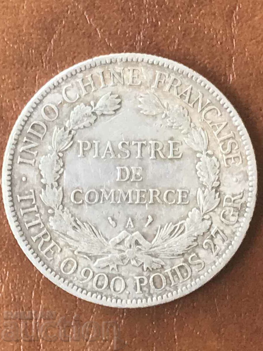 French Indochina 1 piastre 1908 27 g ασήμι .900