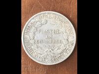 French Indochina 1 piastre 1908 27 g silver .900