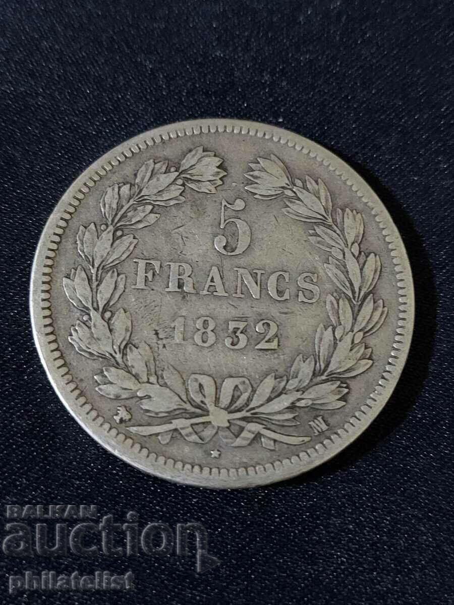 France 1832 M - 5 francs - Silver coin