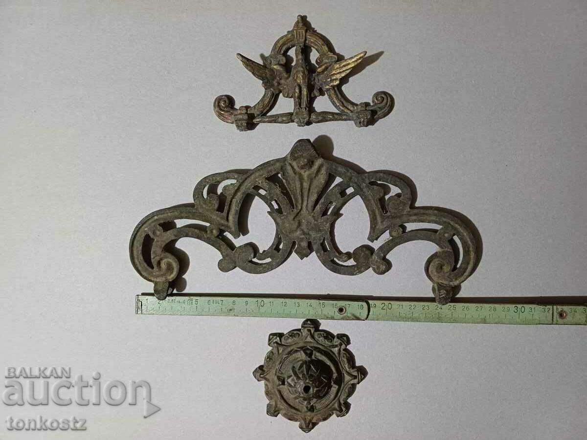 3 pcs. antique bronze ornaments 27cm