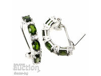 Silver earrings with natural chrome diopside