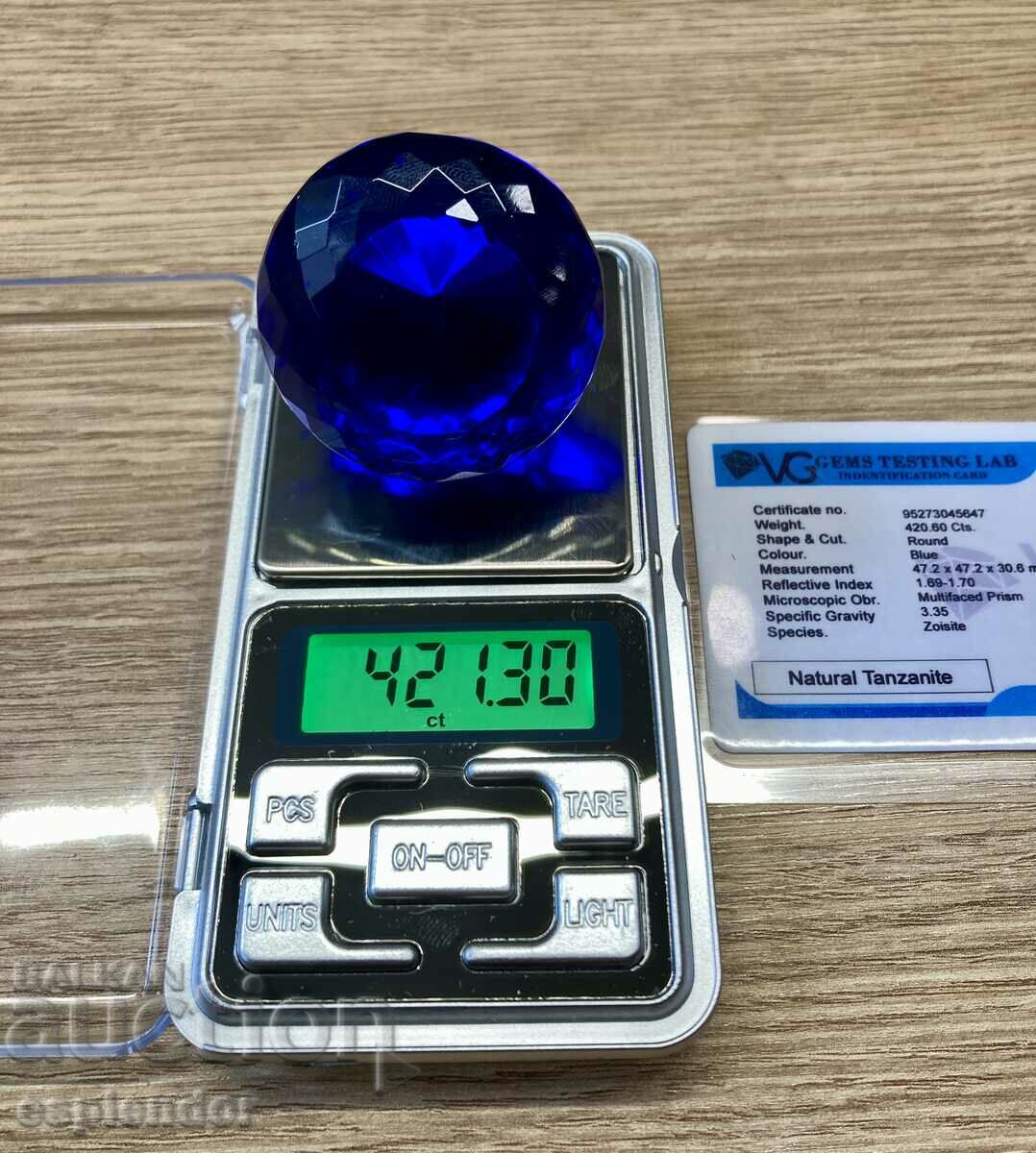 BZC tanzanite 421 ct.