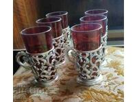 Glasses, red crystal from the 1930s