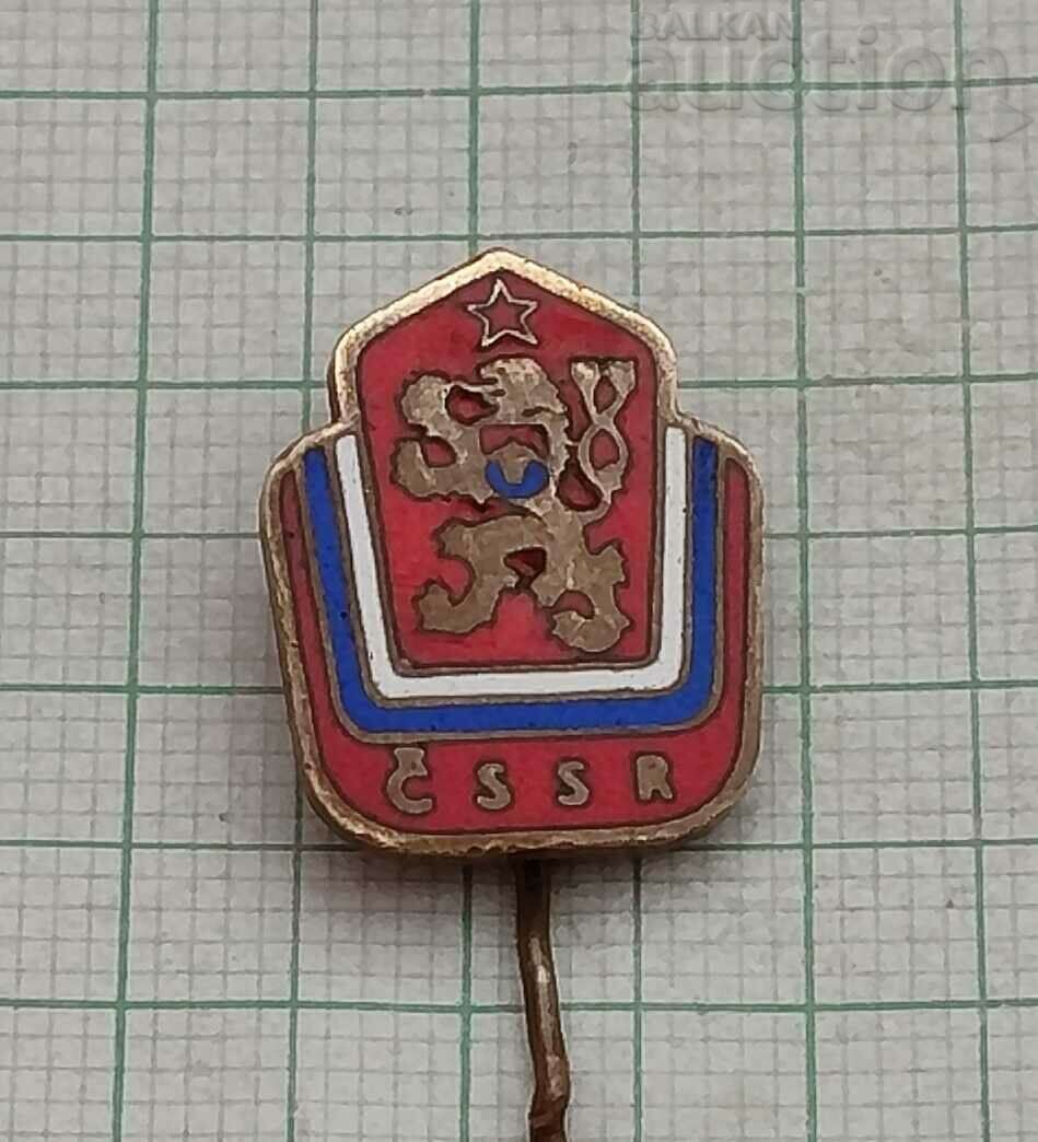 CZECHOSLOVAKIA COAT OF COAT SYMBOL BADGE ENAMEL