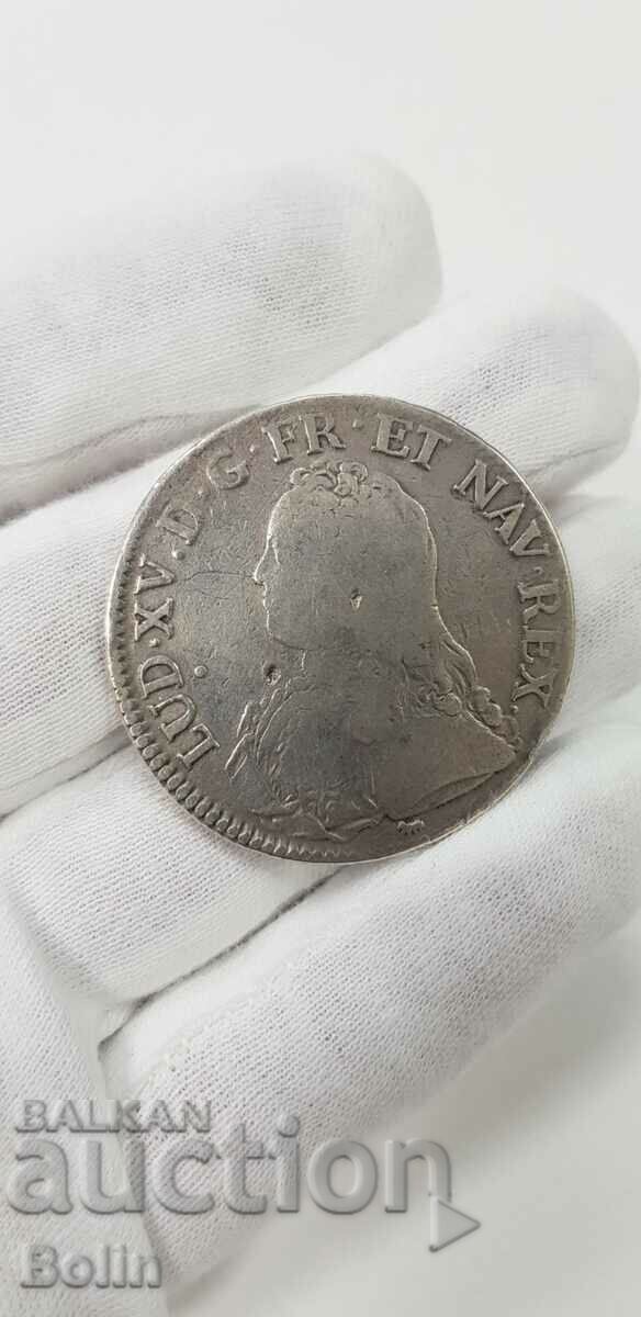 Rare 1735 French Ecu Silver Coin. - 5 Rare 1735 French Ecu Silver Coin. - 5