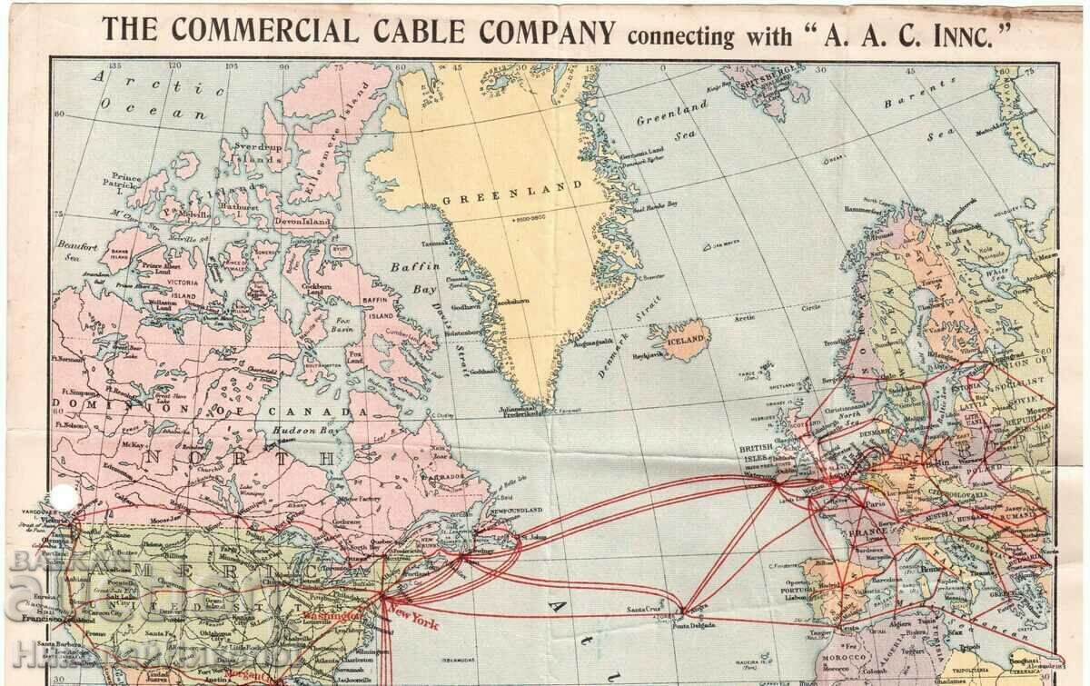1926 OLD COMMERCIAL TELEGRAPH COMPANY LINES MAP G941 with price 22.00 BGN | € 11.25
