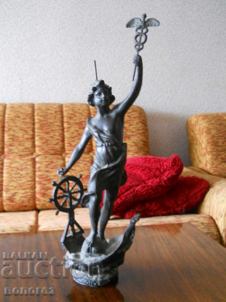 Old zinc statuette of Hermes - early 20th century