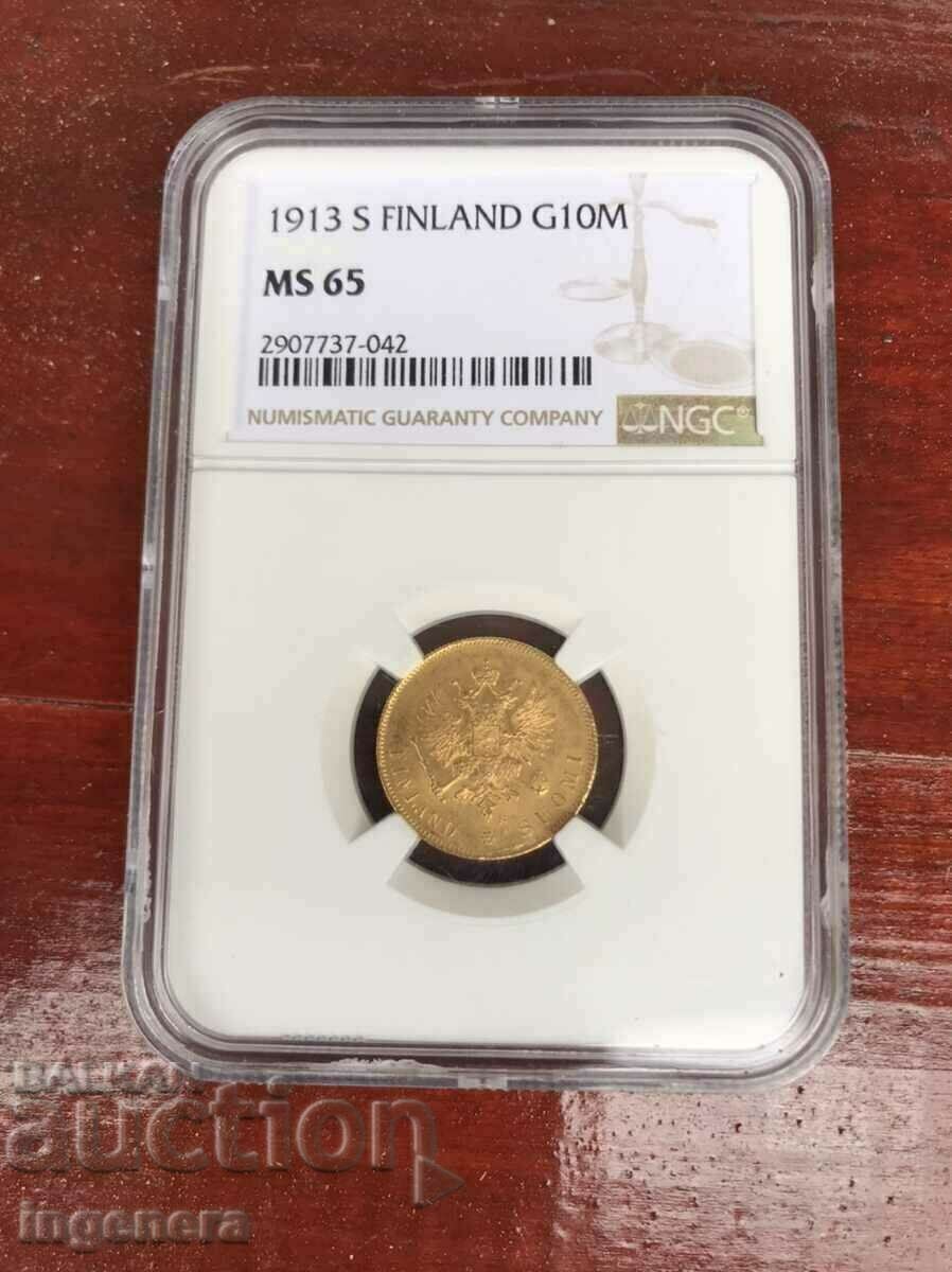 GOLD COIN GOLD 10 MARKKAA FINLAND-1913