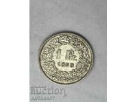 silver coin 1 franc Switzerland 1898 silver