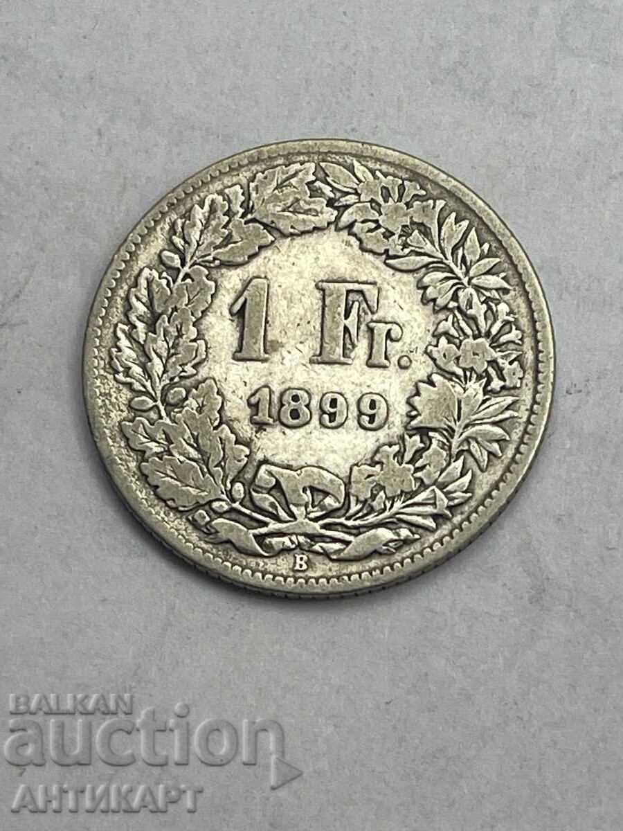 silver coin 1 franc Switzerland 1899 silver