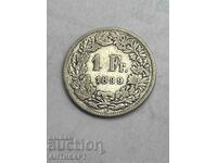 silver coin 1 franc Switzerland 1899 silver