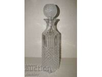 Old glass cylindrical decanter for whiskey brandy 1 l excellent