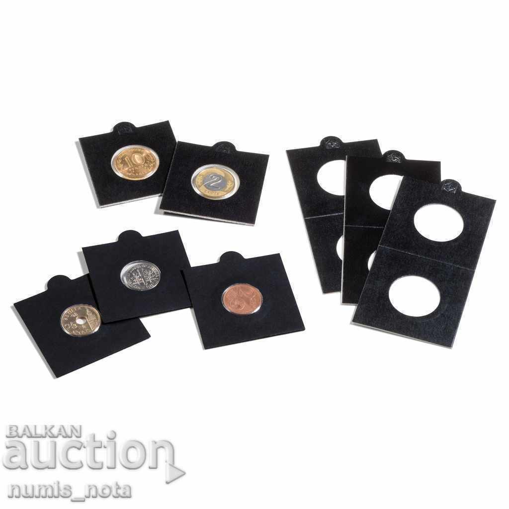 BLACK - self-adhesive coin cards - 17.5 mm.