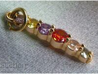 Gold-plated silver medallion with topaz, citrine, amethyst and tourmaline