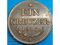 Austria 1 Kreuzer 1816 8.53g 27mm A - Vienna bronze