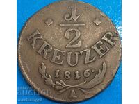 1/2 Kreuzer 1816 Austria A - Viena 22mm bronz