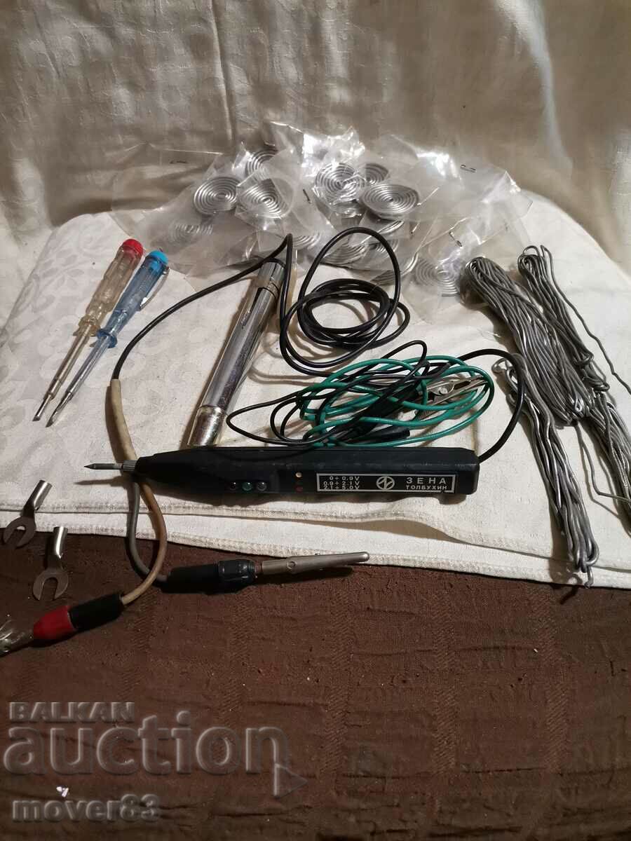 Soc. Soldering iron, tools, tinol. Lot